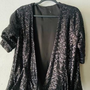 Sequinned Jacket with Drape Pockets